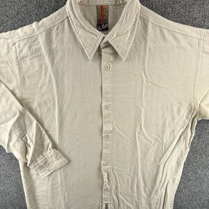 VTG Kenzo Large Ivory Cotton Solid Mens Long Sleeve Shirt Button Up Adult